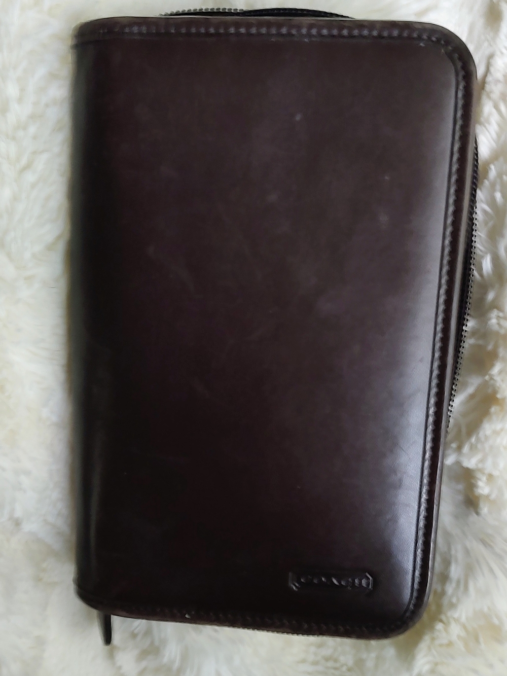Coach Men's Dark Brown Leather Zip Wallet Organizer
